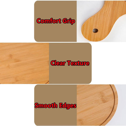 Plato para Pizza 28 cm de Madera con mango, Tabla Individual para Servir, Ideal para Cocina, Restaurante, Botanas y Postres