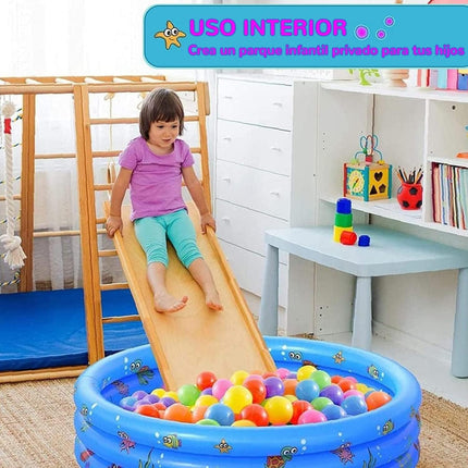 Alberca Inflable Circular 140 cm Multicolor 3 Aros – Piscina Infantil Portátil para Niños, Ideal para Jardín, Patio y Verano