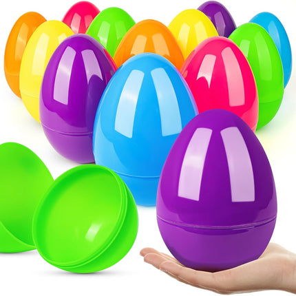 12 Piezas de Mega Huevo de Plastico Vacios Colores Surtidos, Huevos de Pascua, para Fiestas temáticas de Pascua, Caza de Huevos de Pascua