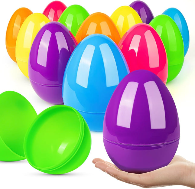 12 Piezas de Mega Huevo de Plastico Vacios Colores Surtidos, Huevos de Pascua, para Fiestas temáticas de Pascua, Caza de Huevos de Pascua