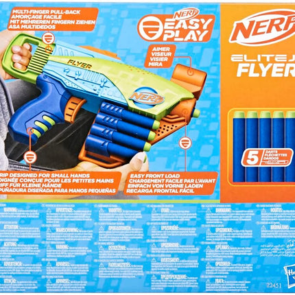 NERF Lanzador Elite Jr Flyer Easy 5 Dardos Elite