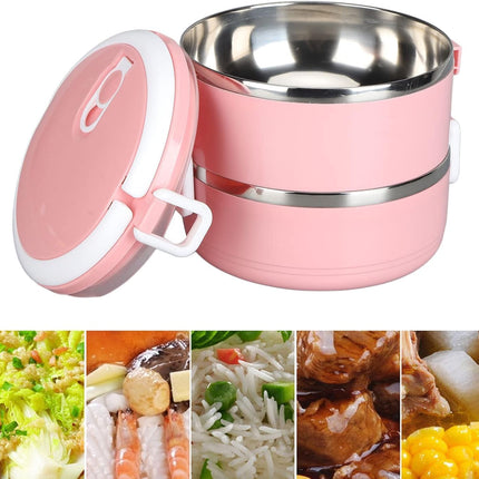 Lonchera térmica doble ecológica portátil para alimentos, fiambrera escolar de doble capa con válvula de aire 13 x 14 cm