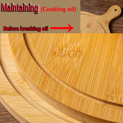 Plato para Pizza 28 cm de Madera con mango, Tabla Individual para Servir, Ideal para Cocina, Restaurante, Botanas y Postres