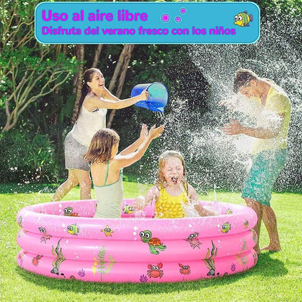 Alberca Inflable Circular 140 cm Multicolor 3 Aros – Piscina Infantil Portátil para Niños, Ideal para Jardín, Patio y Verano