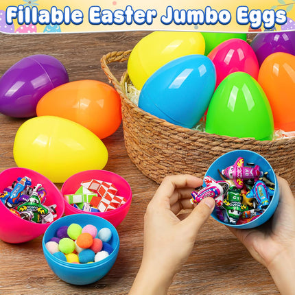 12 Piezas de Mega Huevo de Plastico Vacios Colores Surtidos, Huevos de Pascua, para Fiestas temáticas de Pascua, Caza de Huevos de Pascua