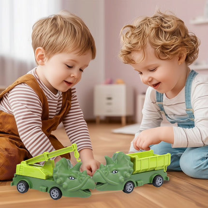 Set de 4 Vehículos de transporte de dinosaurios, juguetes de ingeniería verde para niños, regalos, fiestas