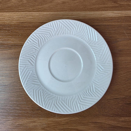 Juego de 4 Tazas de Cerámica con 4 Platos para Café, Diseño Texturizado Blanco, Set de 8 Piezas