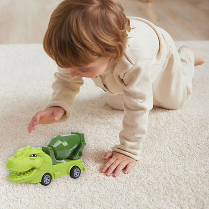 Set de 4 Vehículos de transporte de dinosaurios, juguetes de ingeniería verde para niños, regalos, fiestas