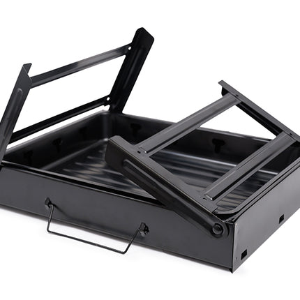 Asador Portátil Plegable para Carbón con Parrilla Cromada, Charola y Rejilla para Carbón, Patas Plegables, Asa de Transporte, Ideal para Camping, Picnic y Jardín