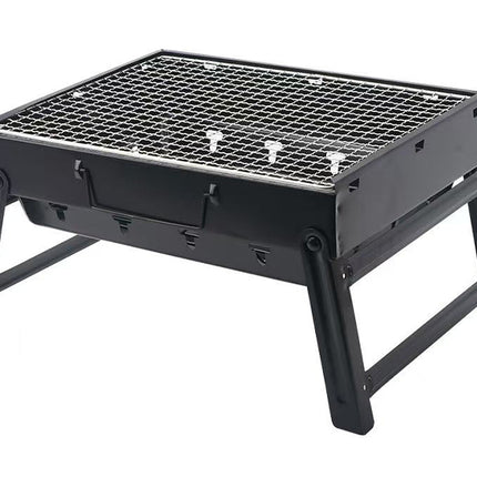 Asador Portátil Plegable para Carbón con Parrilla Cromada, Charola y Rejilla para Carbón, Patas Plegables, Asa de Transporte, Ideal para Camping, Picnic y Jardín