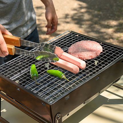 Asador Portátil Plegable para Carbón con Parrilla Cromada, Charola y Rejilla para Carbón, Patas Plegables, Asa de Transporte, Ideal para Camping, Picnic y Jardín