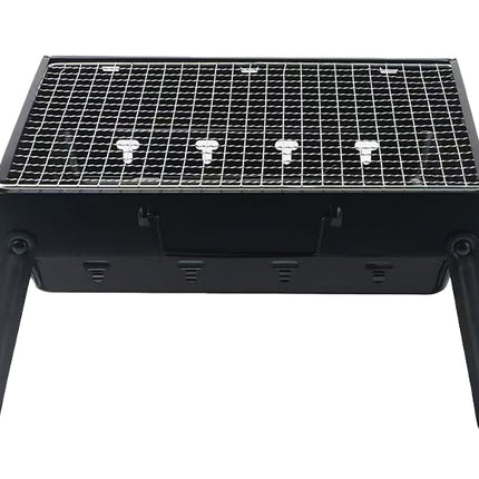 Asador Portátil Plegable para Carbón con Parrilla Cromada, Charola y Rejilla para Carbón, Patas Plegables, Asa de Transporte, Ideal para Camping, Picnic y Jardín