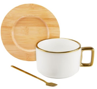 JUEGO DE 4 TAZAS DE CERAMICA CON BASE Y CUCHARA TAZ 057 - Storyland