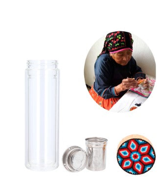 Termo con doble pared de vidrio T 116 HUICHOL TAMAYO