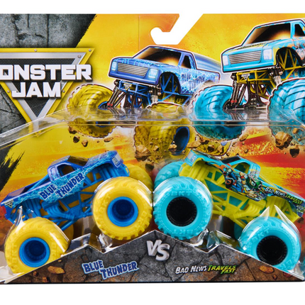 Monster Jam, Pack de 2 carros  a escala 1:64 (el estilo puede variar)