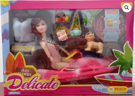 Muñeca articulada con moto acuática y accesorios 780010- storyland