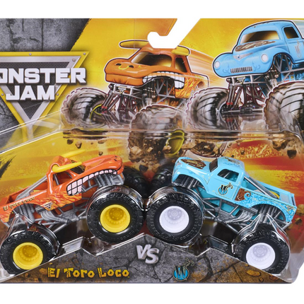 Monster Jam, Pack de 2 carros  a escala 1:64 (el estilo puede variar)