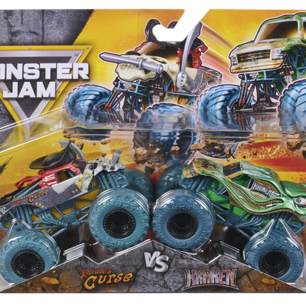 Monster Jam, Pack de 2 carros  a escala 1:64 (el estilo puede variar)