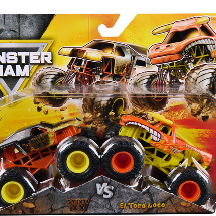 Monster Jam, Pack de 2 carros  a escala 1:64 (el estilo puede variar)