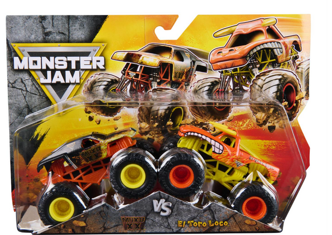 Monster Jam, Pack de 2 carros  a escala 1:64 (el estilo puede variar)