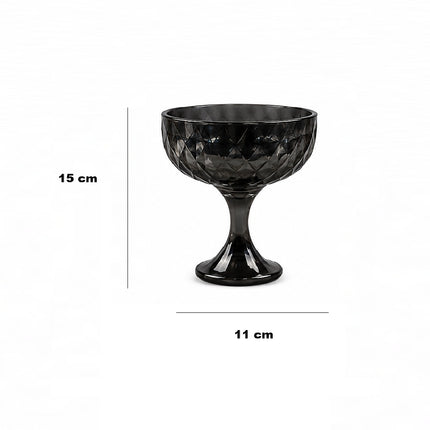 Set de 6 copas de vidrio color humo tipo Coupe con diseño Elegante y Texturizado para Cocteles, Postres y Celebraciones