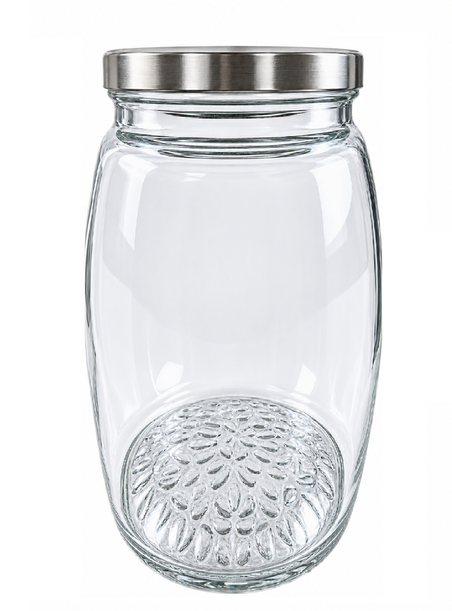 Frasco de Vidrio Transparente de 2.25 ml con Tapa Metálica de Rosca para Almacenamiento de Alimentos, Dulces, Galletas y Granos