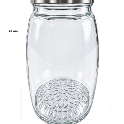 Frasco de Vidrio Transparente de 2.25 ml con Tapa Metálica de Rosca para Almacenamiento de Alimentos, Dulces, Galletas y Granos