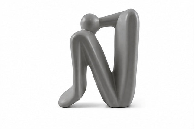 Figura Decorativa Minimalista de Cerámica Blanca 15 x 17 cm para Sala, Oficina, Recámara o Estantería
