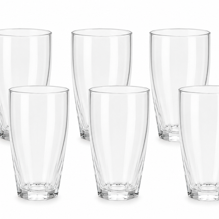 Juego de 6 Vasos de Vidrio Transparentes 365 ml  | Vasos Altos para Agua, Refrescos, Jugos y Bebidas | Aptos para Lavavajillas