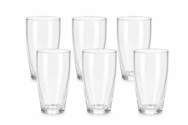 Juego de 6 Vasos de Vidrio Transparentes 365 ml  | Vasos Altos para Agua, Refrescos, Jugos y Bebidas | Aptos para Lavavajillas