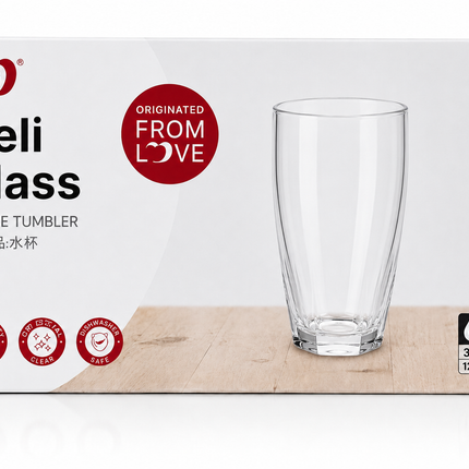 Juego de 6 Vasos de Vidrio Transparentes 365 ml  | Vasos Altos para Agua, Refrescos, Jugos y Bebidas | Aptos para Lavavajillas