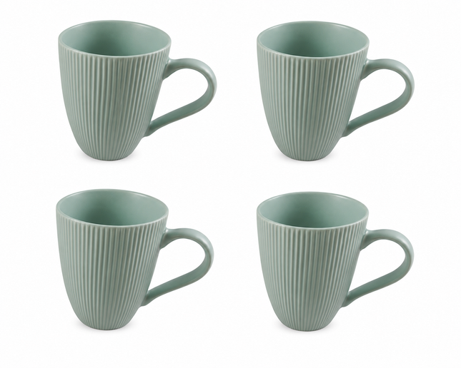 Juego de 4 Tazas de Cerámica 300 ml para Café, Diseño Texturizado