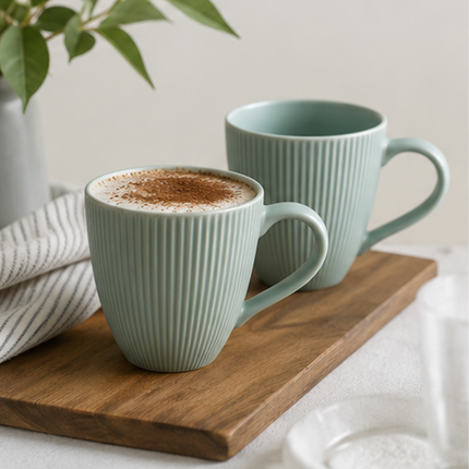 Juego de 4 Tazas de Cerámica 300 ml para Café, Diseño Texturizado