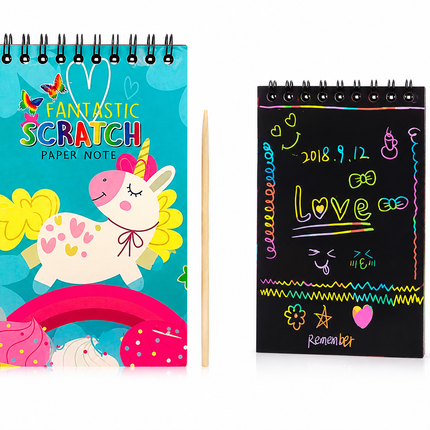 Libreta Scratch Art, Kit de Dibujo Scratch Para Niños, 12 pz Creatividad Artística, Cuaderno para rascar arcoiris