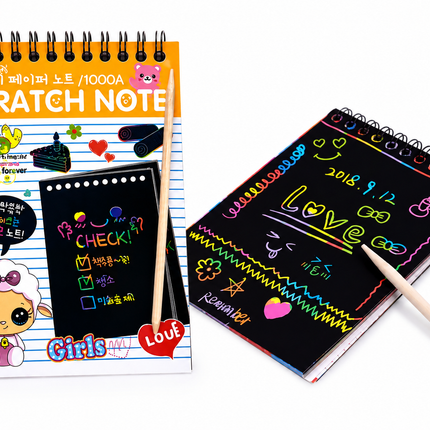 Libreta Scratch Art, Kit de Dibujo Scratch Para Niños, 10 pz Creatividad Artística, Cuaderno para rascar arcoiris GPM-0479