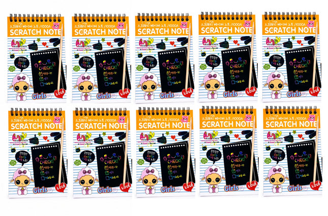 Libreta Scratch Art, Kit de Dibujo Scratch Para Niños, 10 pz Creatividad Artística, Cuaderno para rascar arcoiris GPM-0479
