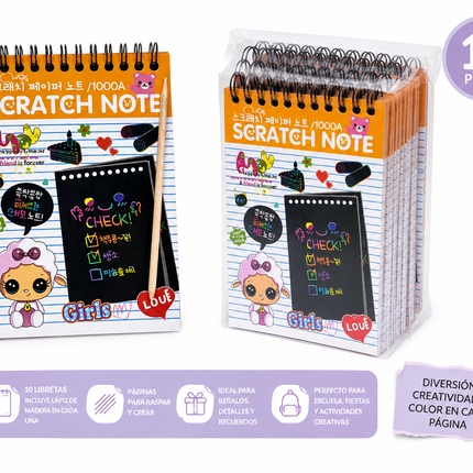 Libreta Scratch Art, Kit de Dibujo Scratch Para Niños, 10 pz Creatividad Artística, Cuaderno para rascar arcoiris GPM-0479