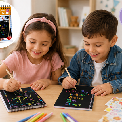 Libreta Scratch Art, Kit de Dibujo Scratch Para Niños, 10 pz Creatividad Artística, Cuaderno para rascar arcoiris GPM-0479