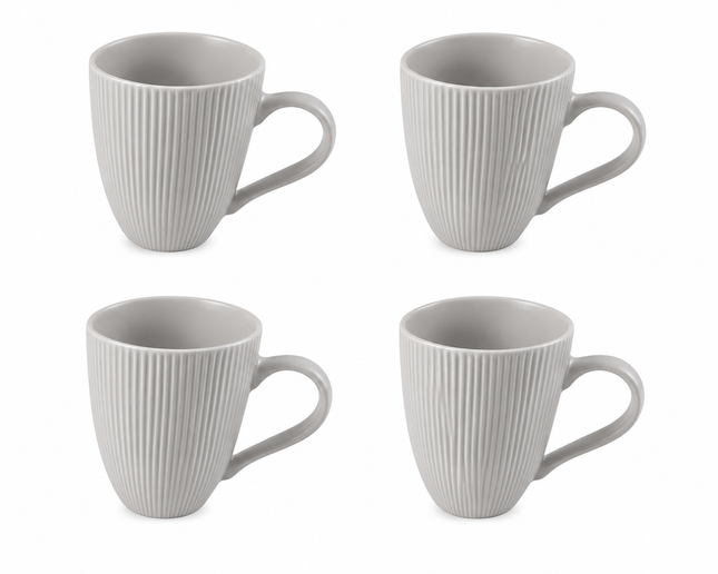 Juego de 4 Tazas de Cerámica 300 ml para Café, Diseño Texturizado