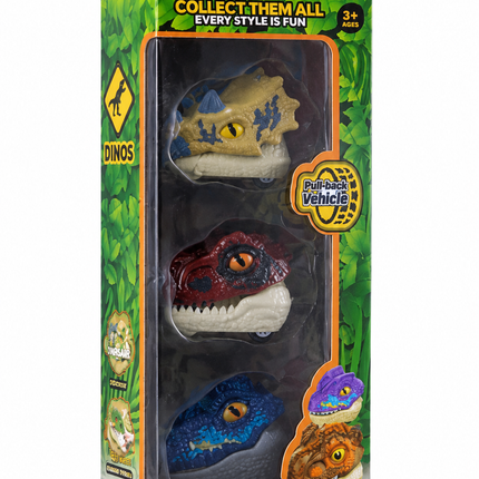 Set de 3 Dinosaurios de Juguete con Fricción | Modelos Surtidos | Vehículos Dinosaurio para Niños 3+ Años