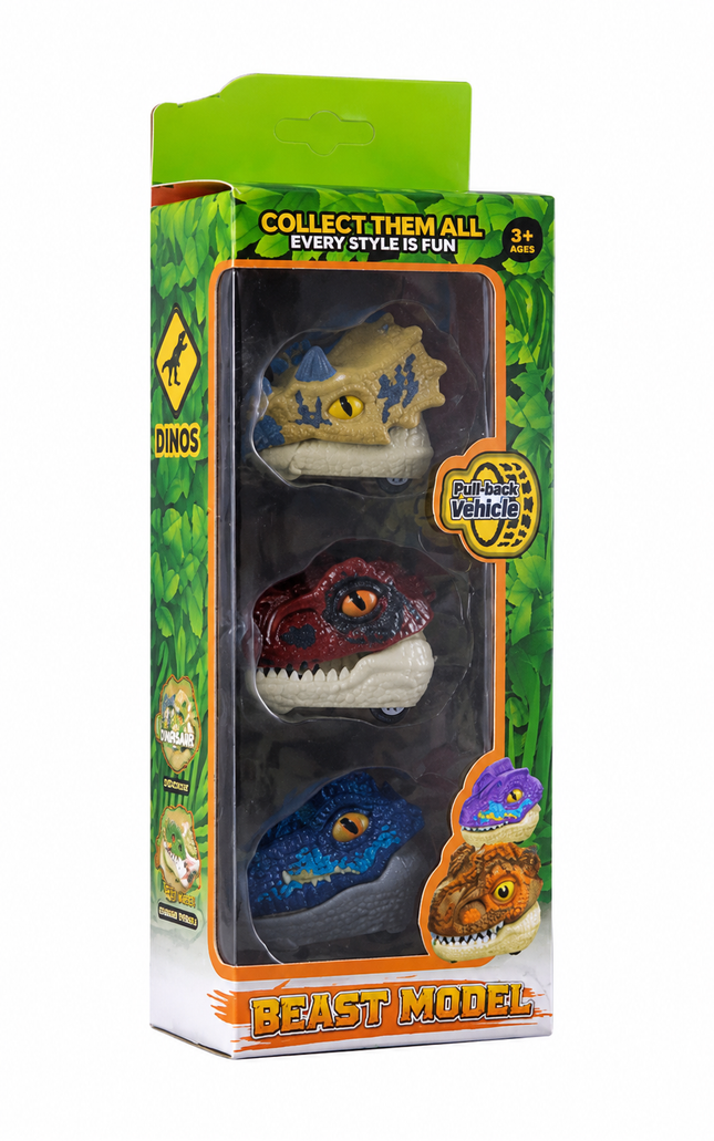 Set de 3 Dinosaurios de Juguete con Fricción | Modelos Surtidos | Vehículos Dinosaurio para Niños 3+ Años