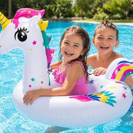 Salvavidas Inflable Unicornio 90 CM para Niños – Flotador Infantil para Playa, Alberca y Verano, Diseño Divertido y Seguro