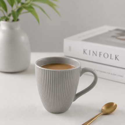 Juego de 4 Tazas de Cerámica 300 ml para Café, Diseño Texturizado