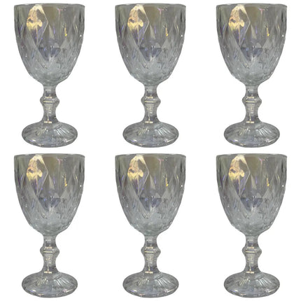 Set de 6 Copas de Cristal Diamante  320 ml – Vasos Elegantes para Agua, Vino, Whisky,ugos y Bebidas Frías