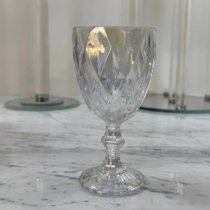 Set de 6 Copas de Cristal Diamante  320 ml – Vasos Elegantes para Agua, Vino, Whisky,ugos y Bebidas Frías