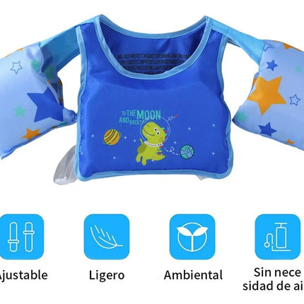 Chaleco Salvavidas para Niños Azul con 4 Hebillas de Seguridad – Soporta hasta 25 kg, 29 x 29 cm, Ideal para Playa y Alberca