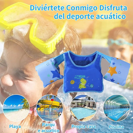 Chaleco Salvavidas para Niños Azul con 4 Hebillas de Seguridad – Soporta hasta 25 kg, 29 x 29 cm, Ideal para Playa y Alberca