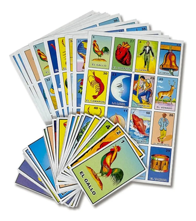 Lotería Mexicana – Juego de Bingo Tradicional, caja con 60 loterias con Baraja y Tableros, Ideal para Toda la Familia