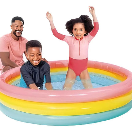 Alberca Inflable Circular 60 cm Multicolor 3 Aros – Piscina Infantil Portátil para Niños, Ideal para Jardín, Patio y Verano