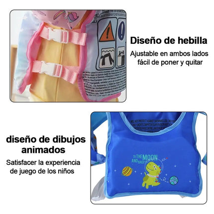 Chaleco Salvavidas para Niños Azul con 4 Hebillas de Seguridad – Soporta hasta 25 kg, 29 x 29 cm, Ideal para Playa y Alberca